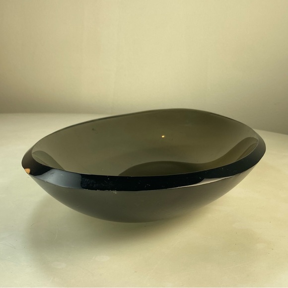 Vintage Thick Smoke Grey Gray Lucite Acrylic Plexiglass Bowl Dish Polished Edge - Picture 13 of 13